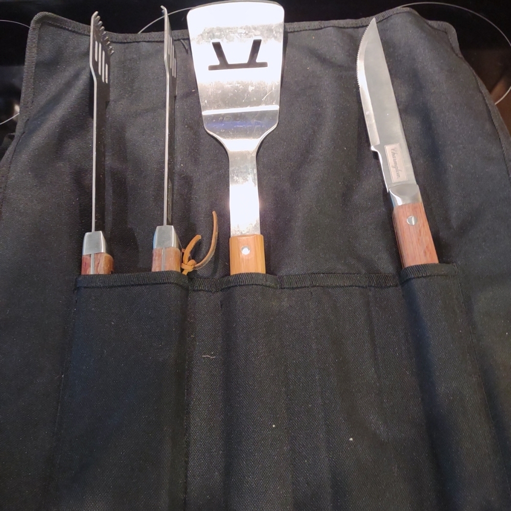 Vintage Charmglow BBQ/Carving Grilling Tools HEAVY DUTY Tong, Knife, Spatula set